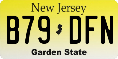 NJ license plate B79DFN