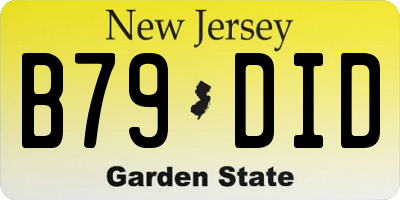 NJ license plate B79DID