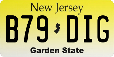 NJ license plate B79DIG