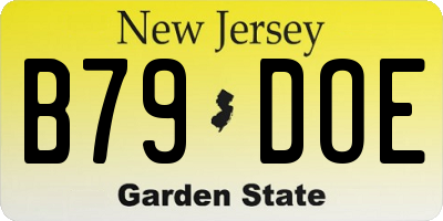NJ license plate B79DOE