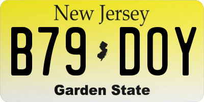 NJ license plate B79DOY