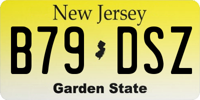 NJ license plate B79DSZ
