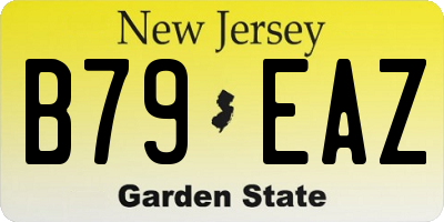 NJ license plate B79EAZ
