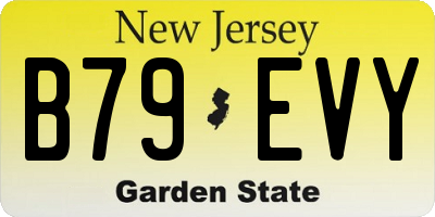 NJ license plate B79EVY