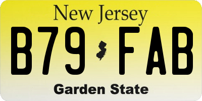 NJ license plate B79FAB