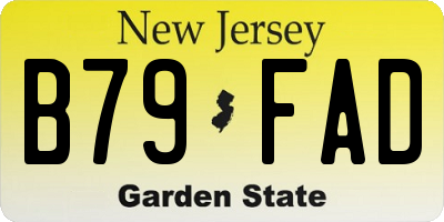 NJ license plate B79FAD