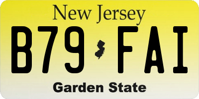 NJ license plate B79FAI