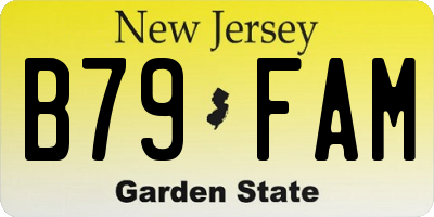 NJ license plate B79FAM