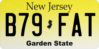 NJ license plate B79FAT