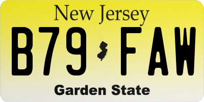 NJ license plate B79FAW