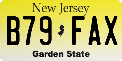 NJ license plate B79FAX