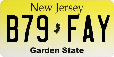 NJ license plate B79FAY