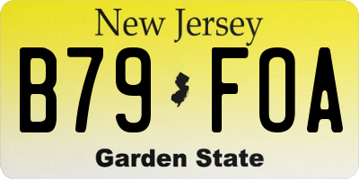 NJ license plate B79FOA