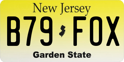 NJ license plate B79FOX