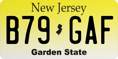 NJ license plate B79GAF