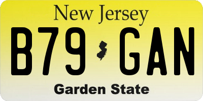 NJ license plate B79GAN