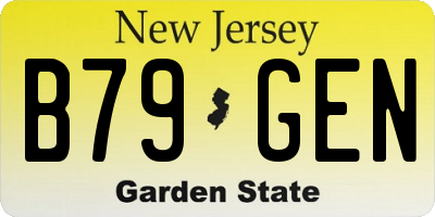 NJ license plate B79GEN