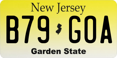 NJ license plate B79GOA