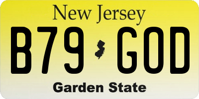NJ license plate B79GOD