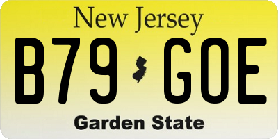 NJ license plate B79GOE