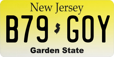 NJ license plate B79GOY