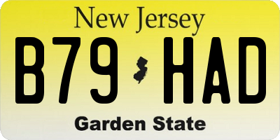 NJ license plate B79HAD