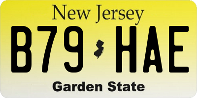 NJ license plate B79HAE