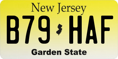 NJ license plate B79HAF