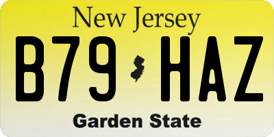 NJ license plate B79HAZ