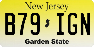 NJ license plate B79IGN