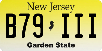 NJ license plate B79III