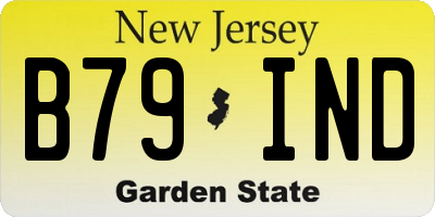 NJ license plate B79IND