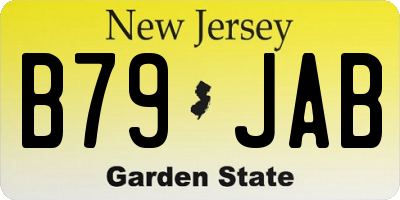 NJ license plate B79JAB