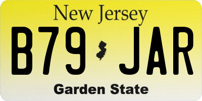 NJ license plate B79JAR