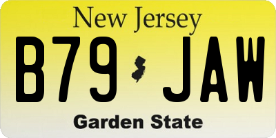 NJ license plate B79JAW