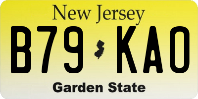 NJ license plate B79KAO