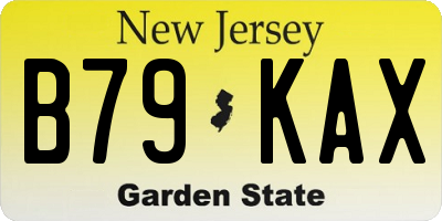 NJ license plate B79KAX