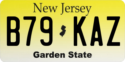 NJ license plate B79KAZ