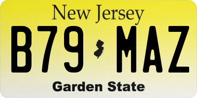 NJ license plate B79MAZ