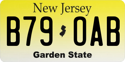 NJ license plate B79OAB