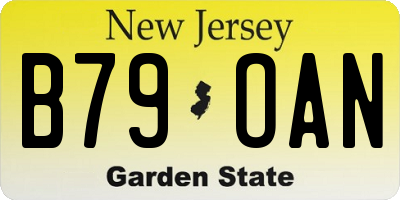 NJ license plate B79OAN