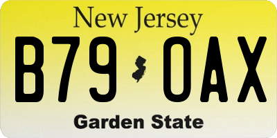 NJ license plate B79OAX