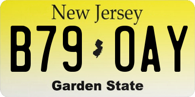 NJ license plate B79OAY