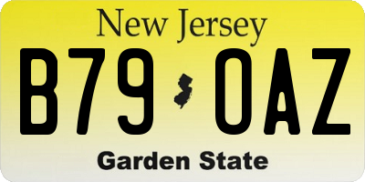 NJ license plate B79OAZ