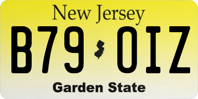 NJ license plate B79OIZ