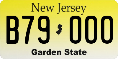 NJ license plate B79OOO