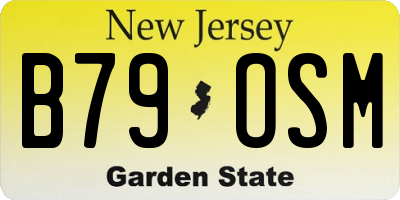 NJ license plate B79OSM