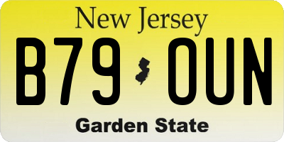 NJ license plate B79OUN