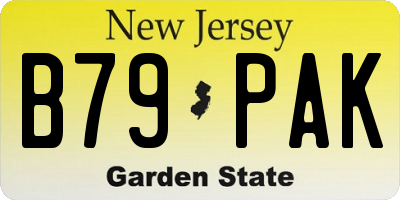NJ license plate B79PAK