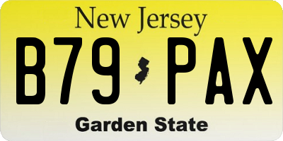 NJ license plate B79PAX